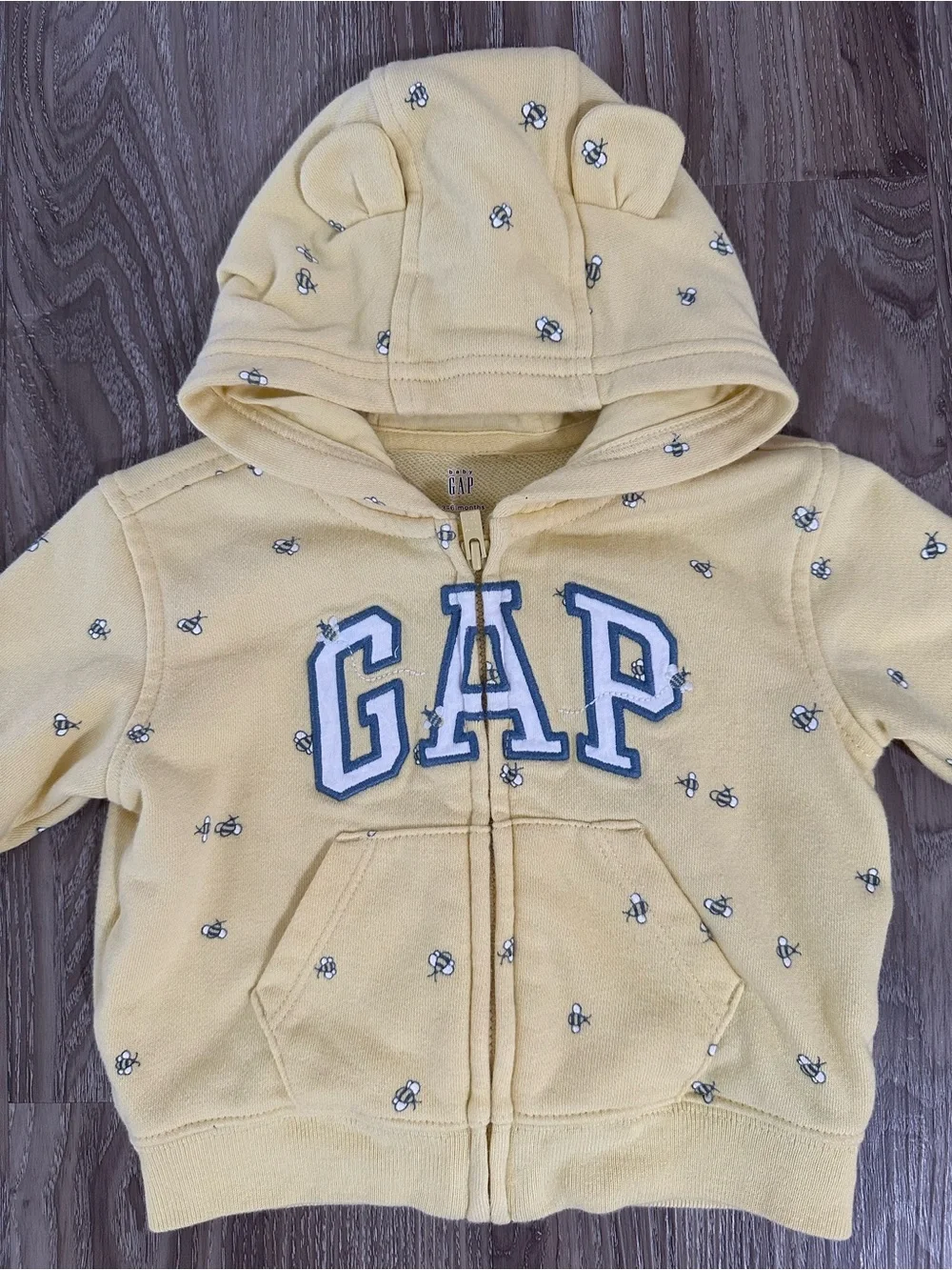 GAP Baby Yellow Hoodie and Joggers Set with Bee Print